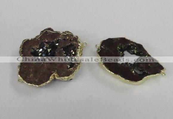 NGC538 25*35mm - 35*45mm plated druzy agate gemstone connectors