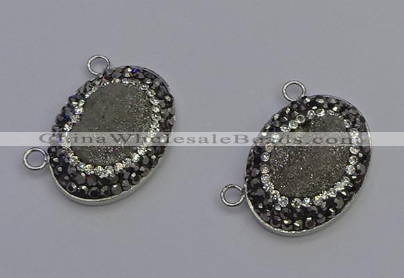 NGC5490 18*25mm oval plated druzy agate gemstone connectors