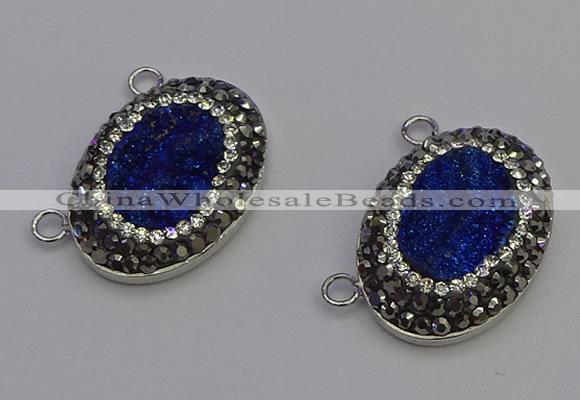 NGC5495 18*25mm oval plated druzy agate gemstone connectors