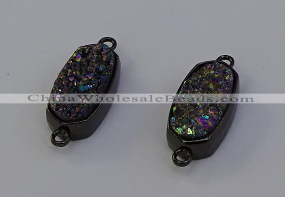 NGC5574 10*22mm - 12*25mm freeform plated druzy quartz connectors