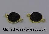 NGC5601 15mm - 16mm coin plated druzy agate connectors wholesale