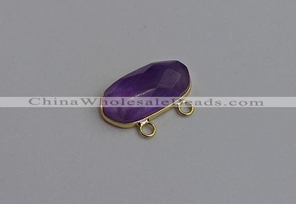 NGC5812 13*25mm faceted oval amethyst connectors wholesale