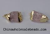 NGC583 18*25mm - 22*30mm nuggets rose quartz gemstone connectors