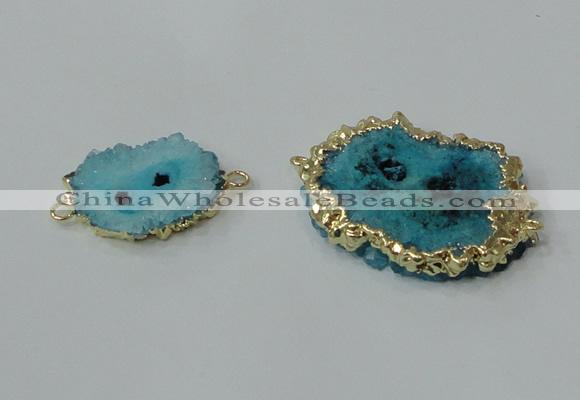 NGC604 15*20mm - 30*35mm freeform druzy agate connectors wholesale