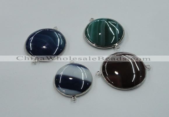 NGC63 30mm - 40mm flat round agate connectors wholesale