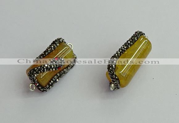 NGC6521 12*25mm tube agate gemstone connectors wholesale