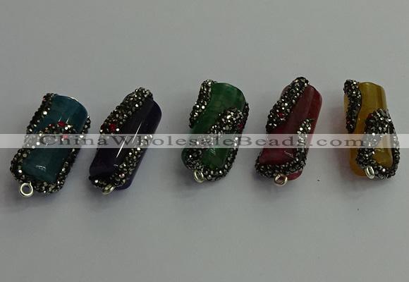 NGC6527 12*25mm tube agate gemstone connectors wholesale