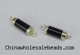 NGC725 8*20mm tube black agate connectors wholesale