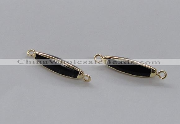 NGC859 8*30mm trihedron black agate connectors wholesale