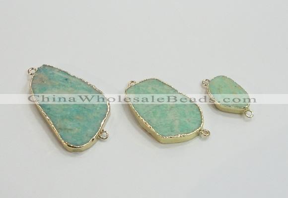 NGC950 15*20mm - 25*40mm freeform amazonite gemstone connectors