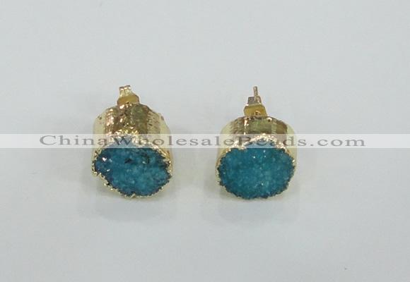 NGE115 12mm - 14mm freeform druzy quartz gemstone earrings