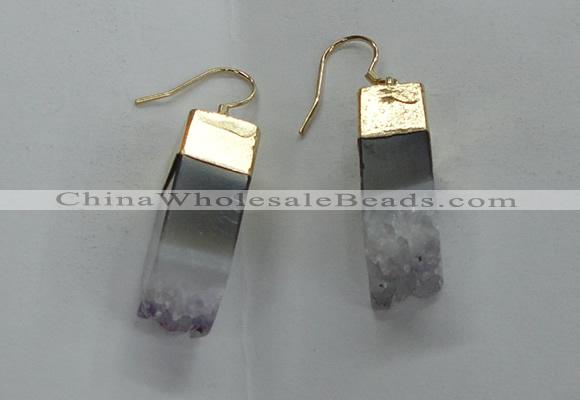 NGE20 10*25mm - 10*30mm freeform druzy amethyst earrings wholesale