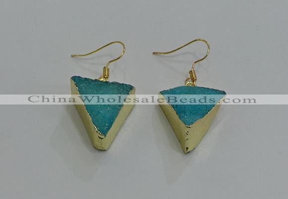 NGE269 18*22mm - 20*22mm triangle druzy agate earrings