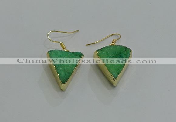 NGE270 18*22mm - 20*22mm triangle druzy agate earrings