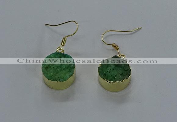 NGE280 15mm - 16mm coin druzy agate gemstone earrings wholeasle