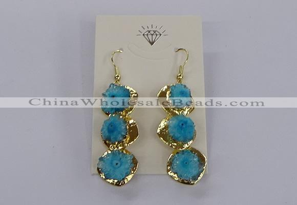 NGE395 10*32mm - 12*38mm druzy agate gemstone earrings