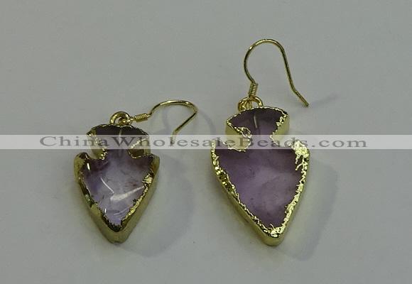 NGE5002 16*20mm - 18*25mm arrowhead amethyst earrings