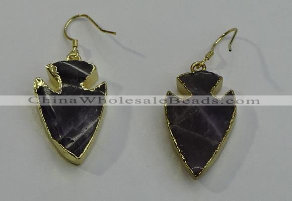 NGE5004 18*25mm - 20*30mm arrowhead amethyst earrings