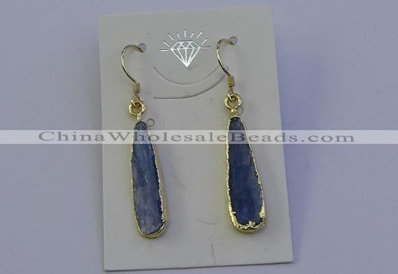 NGE5157 8*25mm flat teardrop blue kyanite earrings wholesale