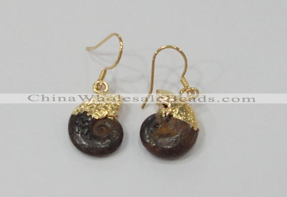 NGE56 12*16mm - 13*18mm ammonite gemstone earrings wholesale