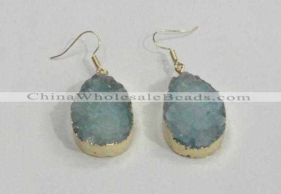 NGE77 20*30mm teardrop druzy agate gemstone earrings wholesale