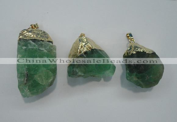 NGP1088 20*30mm - 25*50mm nuggets green fluorite pendants