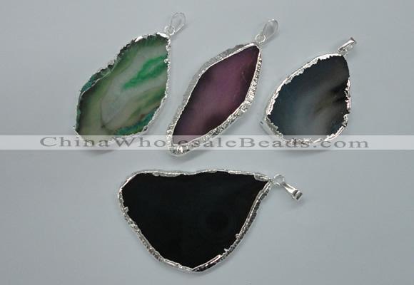 NGP1115 30*40 - 40*65mm freeform druzy agate pendants with brass setting