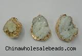 NGP1142 25*35mm - 40*45mm freeform druzy agate pendants with brass setting