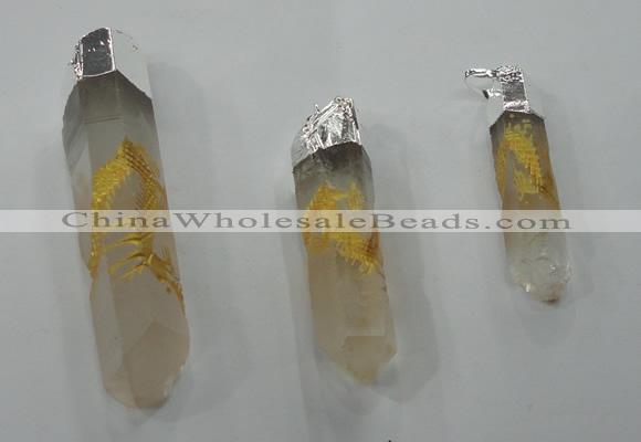 NGP1348 10*40mm - 15*80mm faceted nuggets white crystal pendants