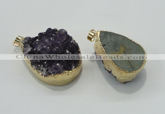 NGP1402 22*35mm - 30*40mm freeform druzy amethyst pendants wholesale