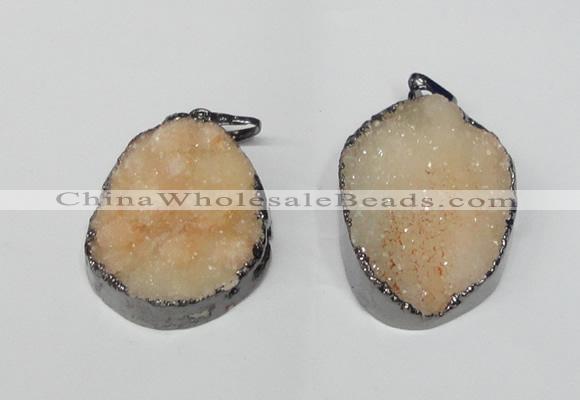 NGP1519 30*35mm - 30*40mm freeform plated druzy agate pendants