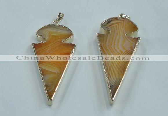 NGP1571 30*65mm arrowhead agate gemstone pendants