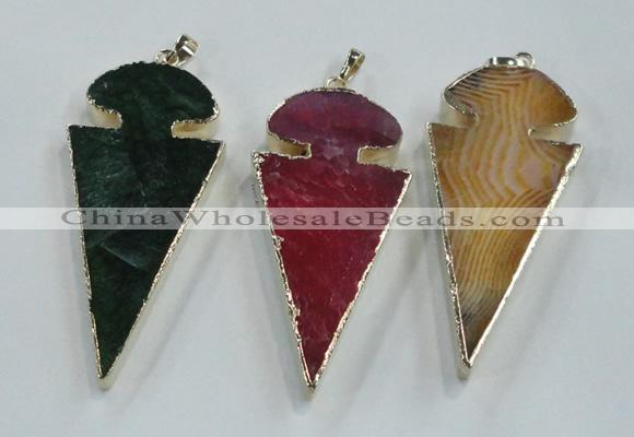 NGP1574 30*65mm arrowhead agate gemstone pendants