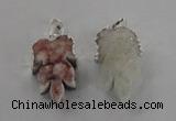 NGP1747 22*30mm - 25*35mm carved leaf druzy agate pendants