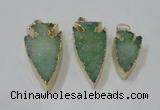 NGP1748 20*30mm - 25*50mm arrowhead druzy agate gemstone pendants