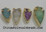 NGP1752 20*30mm - 25*50mm arrowhead druzy agate gemstone pendants