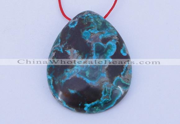 NGP185 30*38mm flat teardrop chrysocolla gemstone pendant jewelry