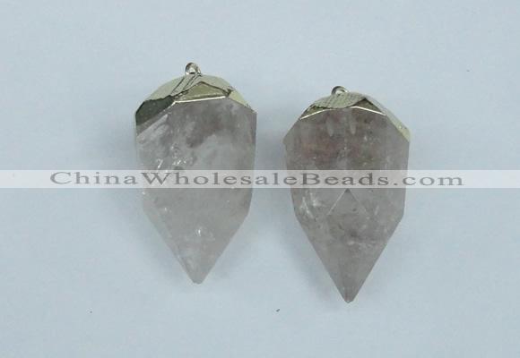 NGP1936 18*35mm - 20*40mm faceted nuggets white crystal pendants