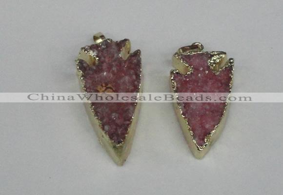 NGP1940 20*30mm - 25*50mm arrowhead druzy agate gemstone pendants