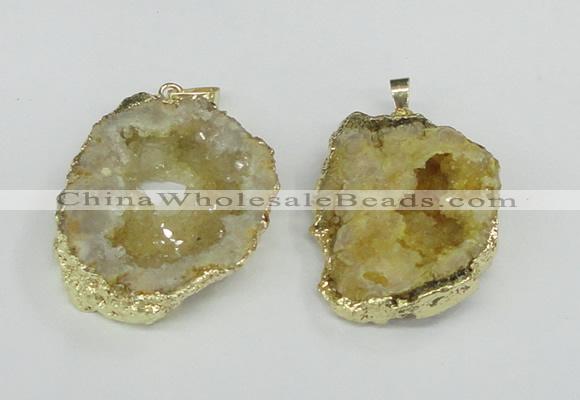 NGP1958 30*40mm - 40*50mm freeform druzy agate gemstone pendants