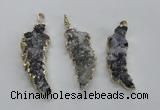 NGP1988 15*40mm - 20*50mm wing-shaped druzy agate pendants