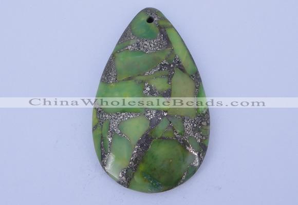 NGP248 30*49mm dyed golden turquoise & pyrite gemstone pendants