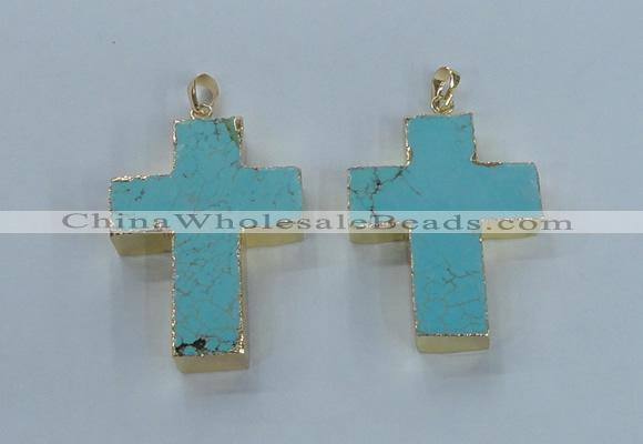 NGP2532 30*40mm - 40*50mm cross turquoise pendants wholesale