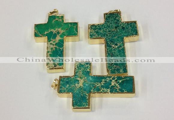 NGP2537 30*45mm - 40*50mm cross sea sediment jasper pendants