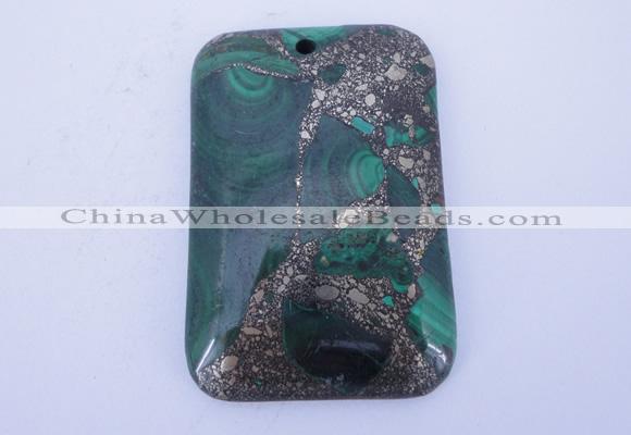 NGP256 31*47mm fashion malachite & pyrite gemstone pendants