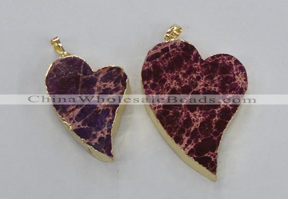 NGP2597 25*35mm - 35*45mm heart sea sediment jasper pendants