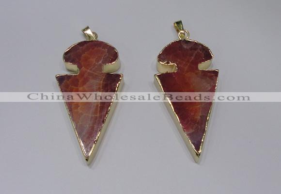 NGP2648 25*48mm - 28*54mm arrowhead agate pendants wholesale