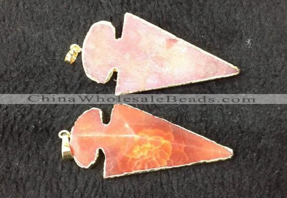 NGP2657 24*53mm - 26*55mm arrowhead agate pendants wholesale