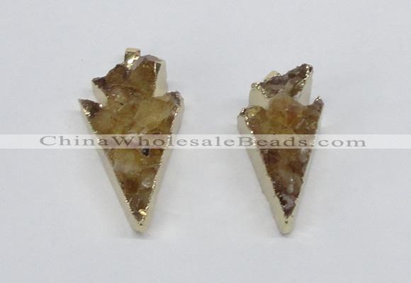 NGP2683 18*35mm - 25*45mm arrowhead druzy citrine pendants