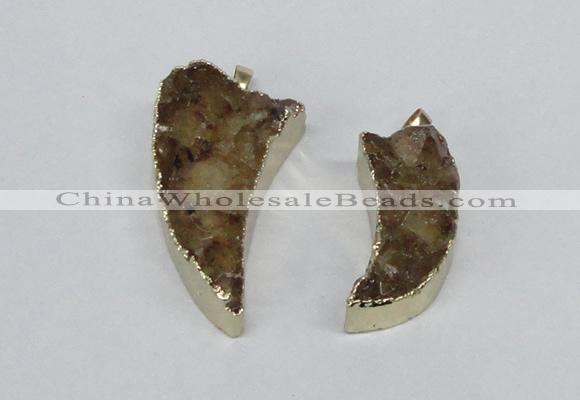 NGP2685 15*30mm - 25*45mm horn druzy citrine pendants